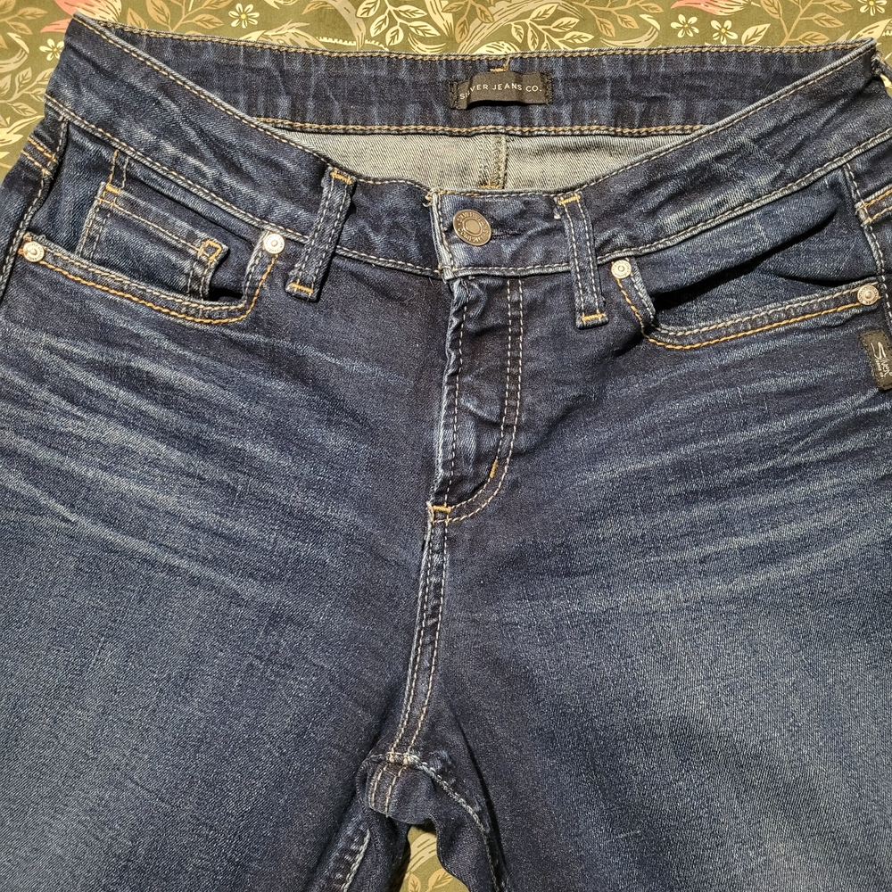 Women's Silver Jeans Suki Straight Dark Blue Denim Size 31 X 29.